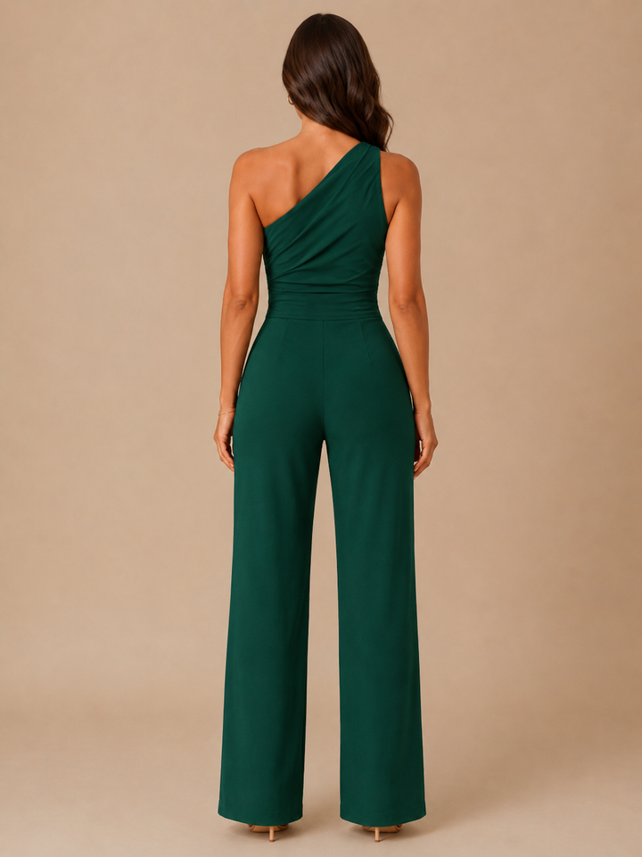 Tabea | One-Shoulder-Jumpsuit mit Bindegürtel und weitem Bein