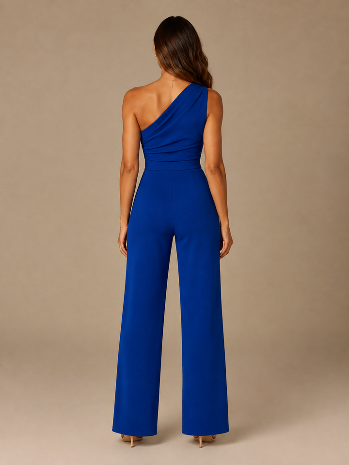 Tabea | One-Shoulder-Jumpsuit mit Bindegürtel und weitem Bein