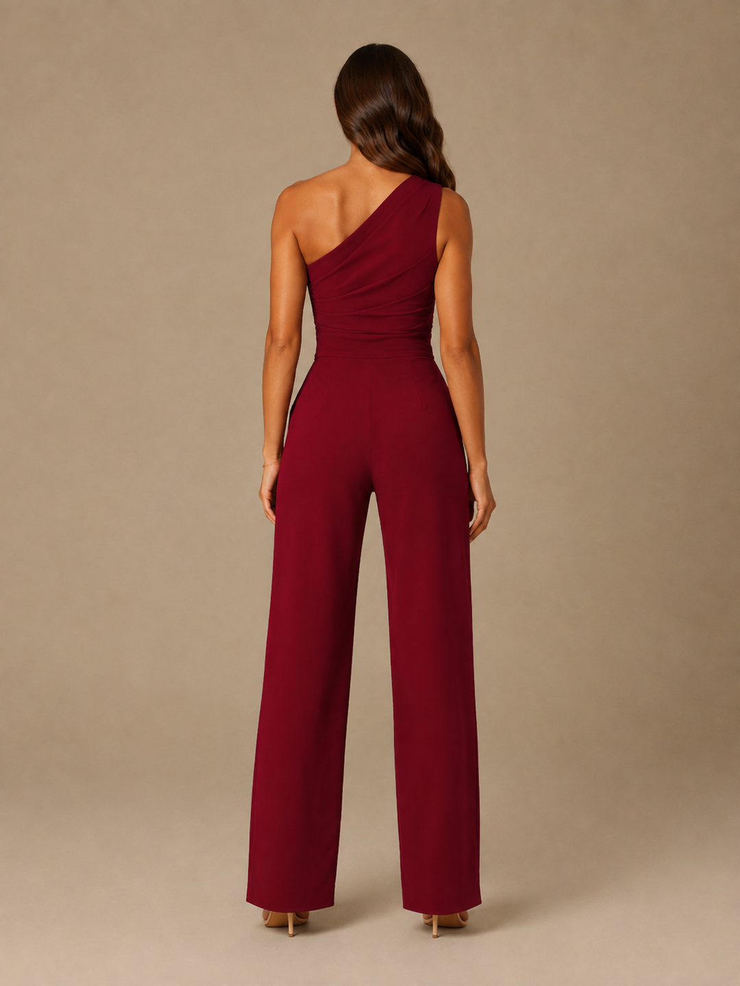Tabea | One-Shoulder-Jumpsuit mit Bindegürtel und weitem Bein