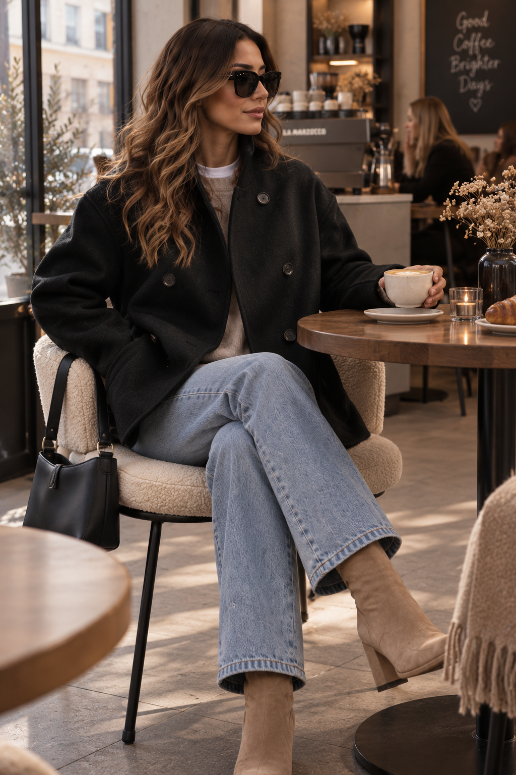 Winifred | Karierter Tweed-Mantel mit Knopfleiste