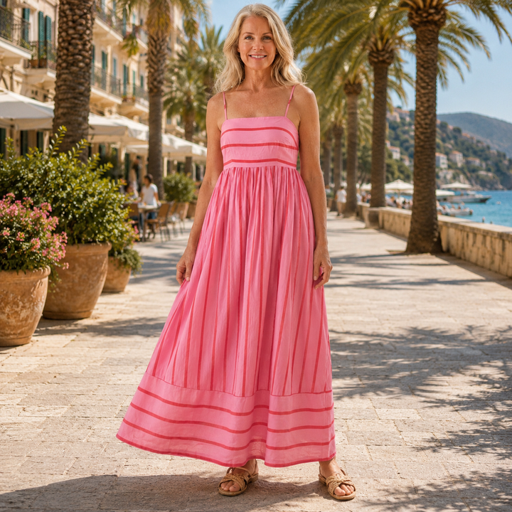Oceane | Gestreiftes Spaghettiträger-Maxikleid
