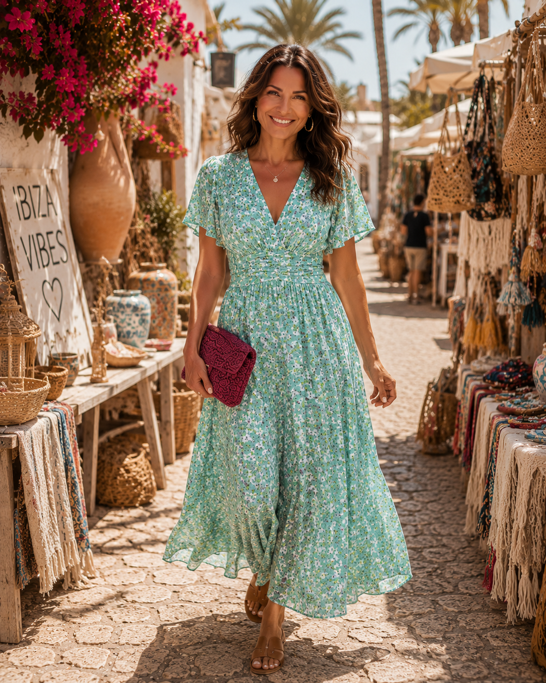 Élina | Lange fließende Blumenrobe