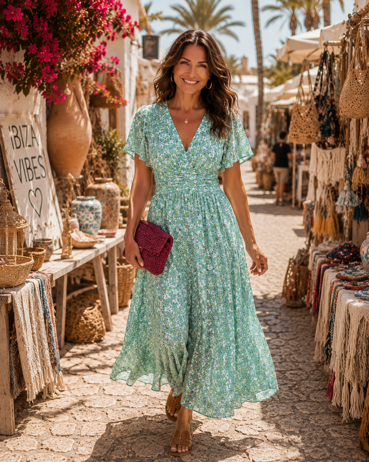 Élina | Lange fließende Blumenrobe