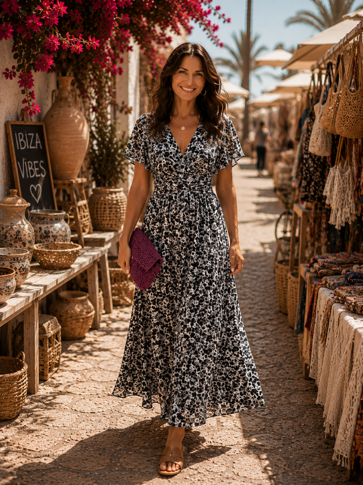 Élina | Lange fließende Blumenrobe