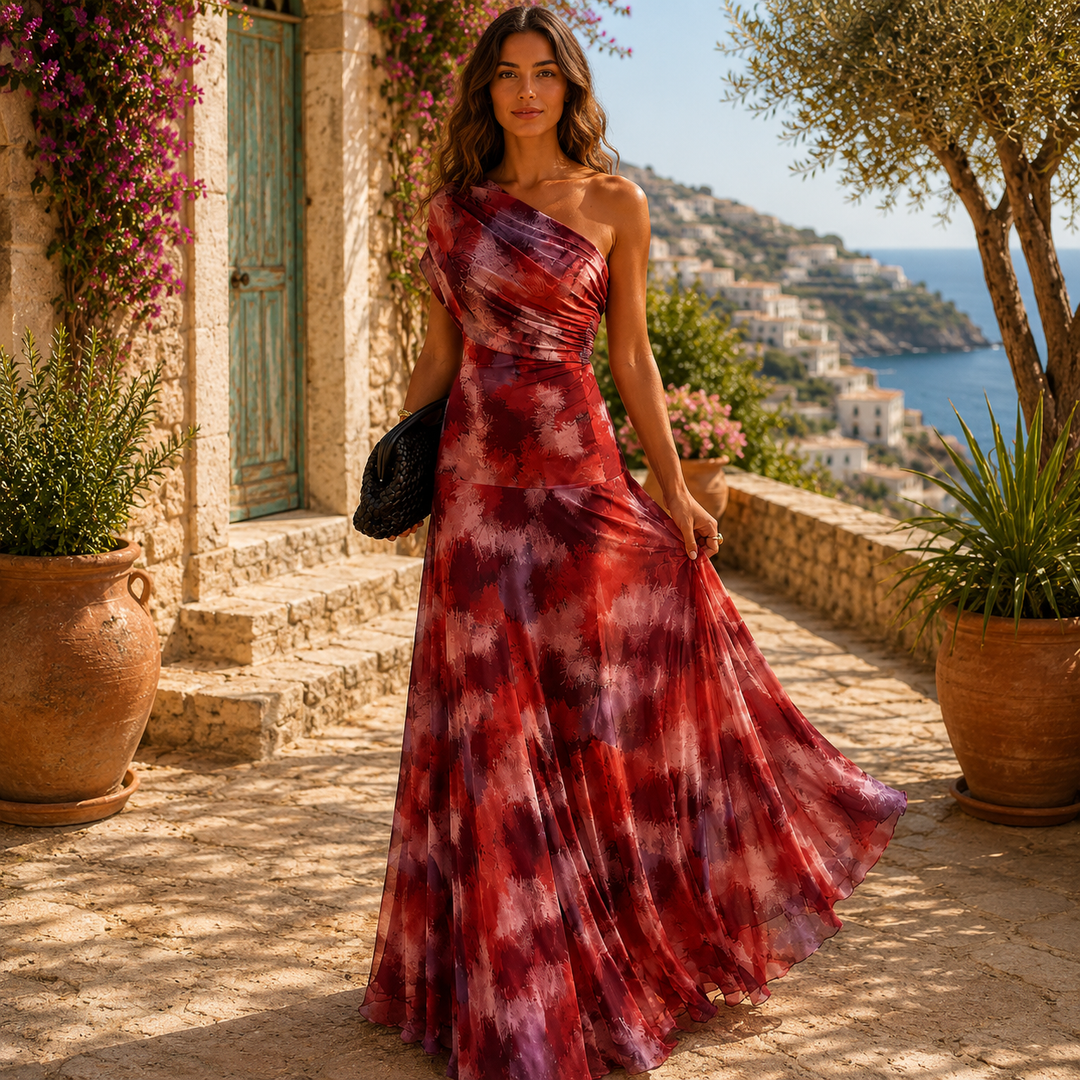 Marlene | Elegantes One-Shoulder-Kleid mit Farbverlauf