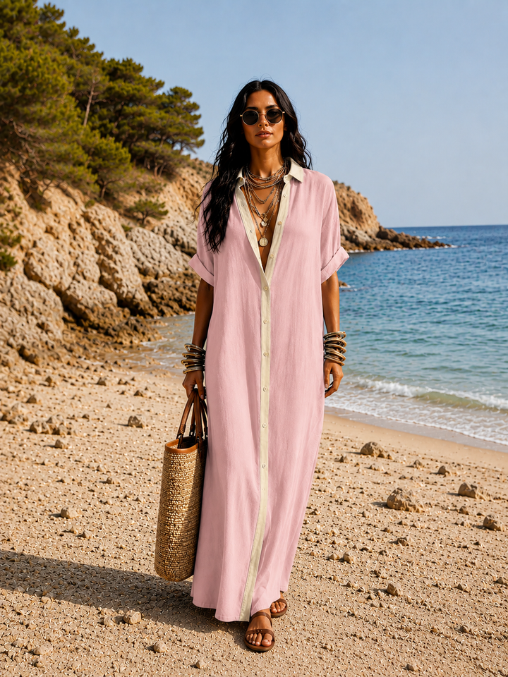 Hanna | Langes Hemdblusenkleid mit Knopfleiste