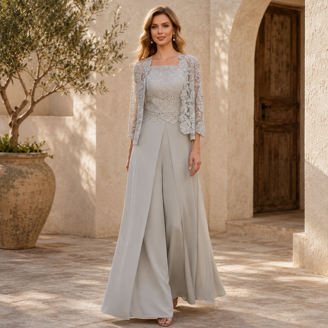 Odette | Elegantes Chiffon-Set mit weiter Hose