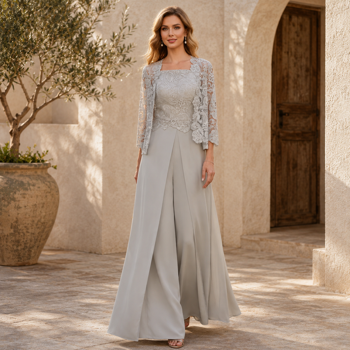 Odette | Elegantes Chiffon-Set mit weiter Hose