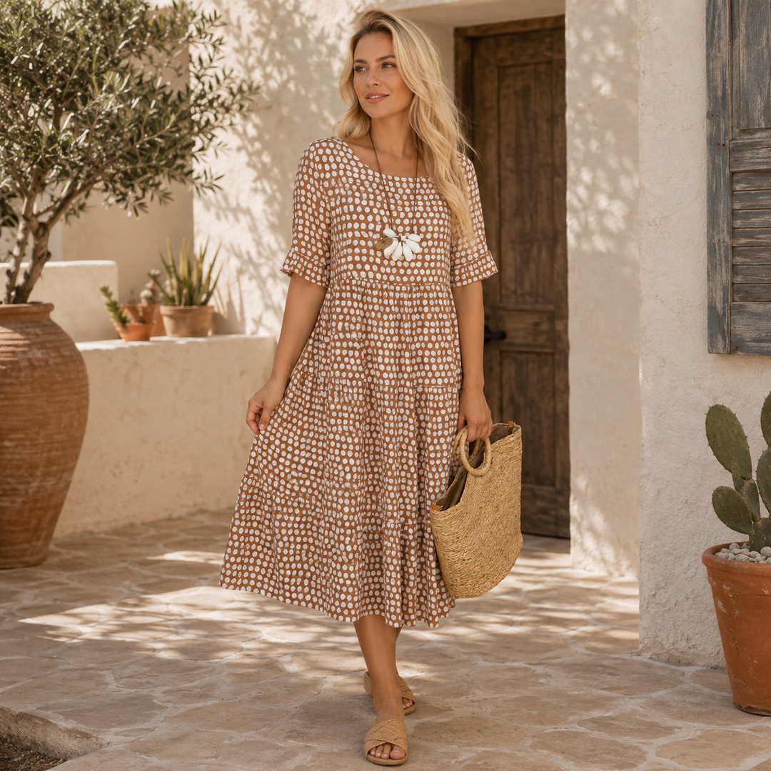 Wilma | Elegantes Midikleid mit kurzen Ärmeln