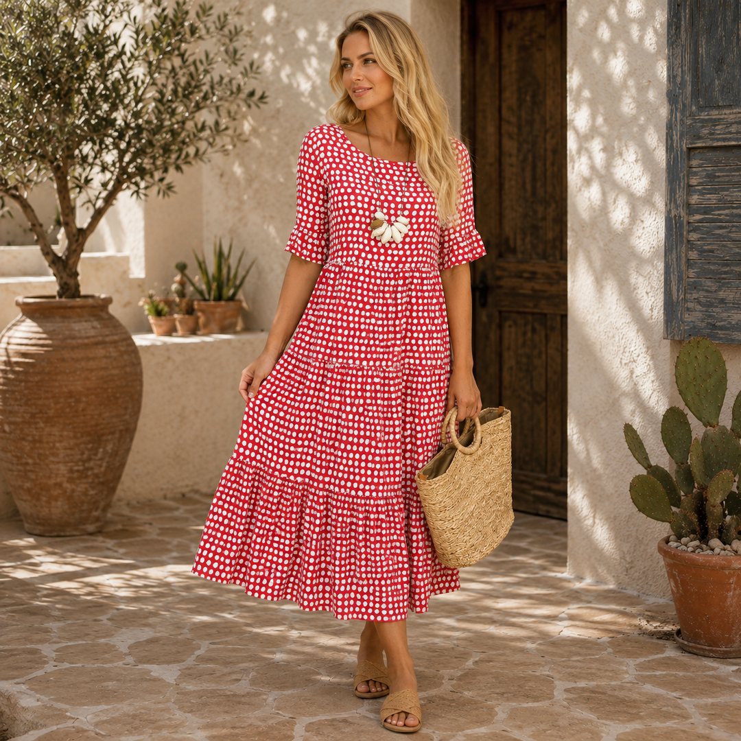 Wilma | Elegantes Midikleid mit kurzen Ärmeln