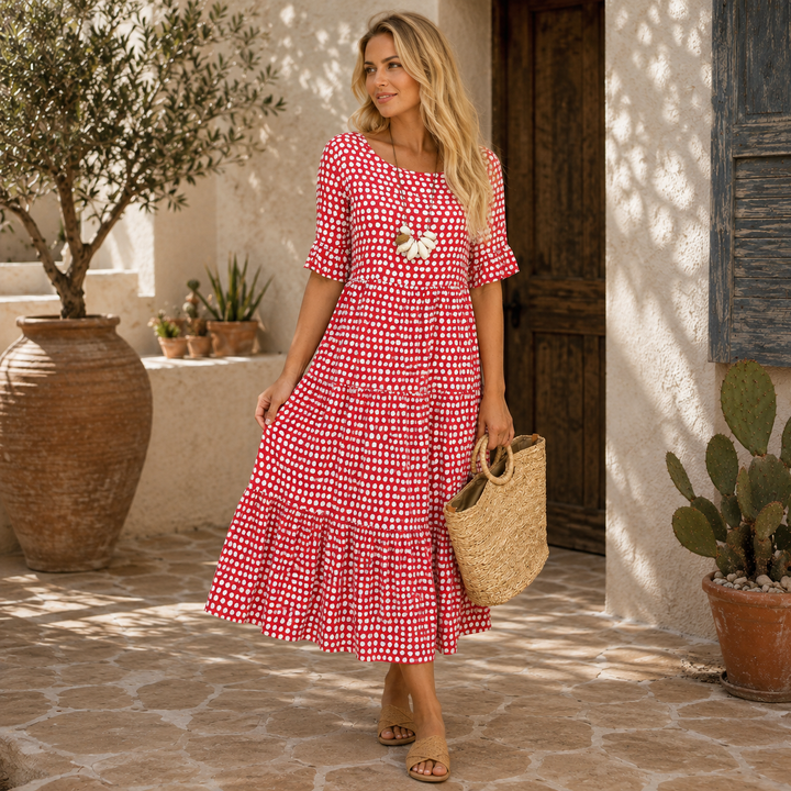 Wilma | Elegantes Midikleid mit kurzen Ärmeln