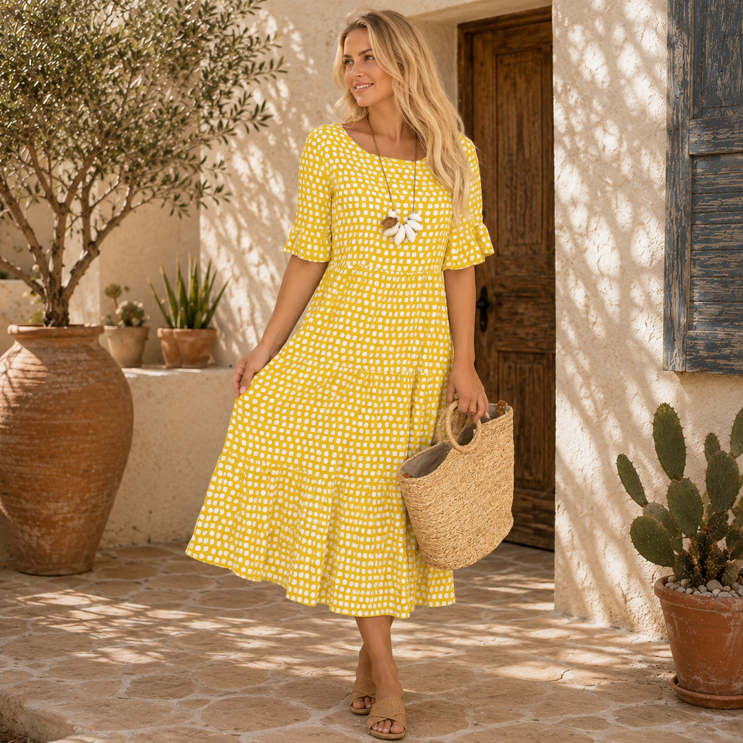Wilma | Elegantes Midikleid mit kurzen Ärmeln