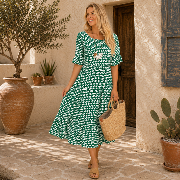 Wilma | Elegantes Midikleid mit kurzen Ärmeln