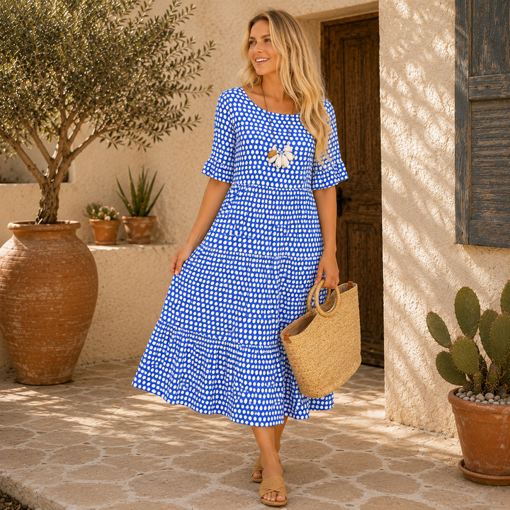 Wilma | Elegantes Midikleid mit kurzen Ärmeln