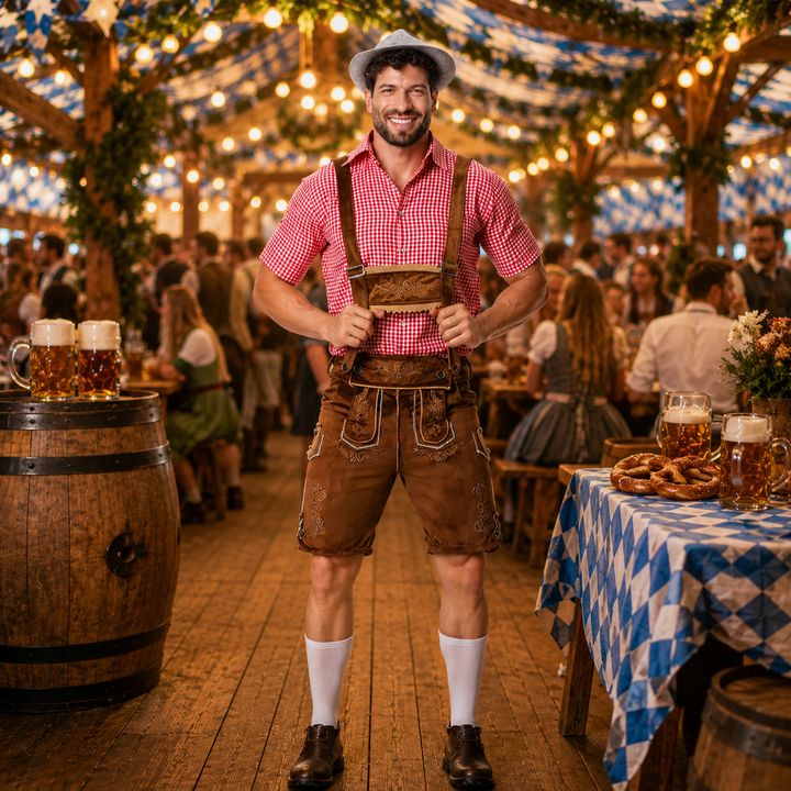 Ludwig | Herren Trachten-Set mit Lederhosen & Karo-Hemd