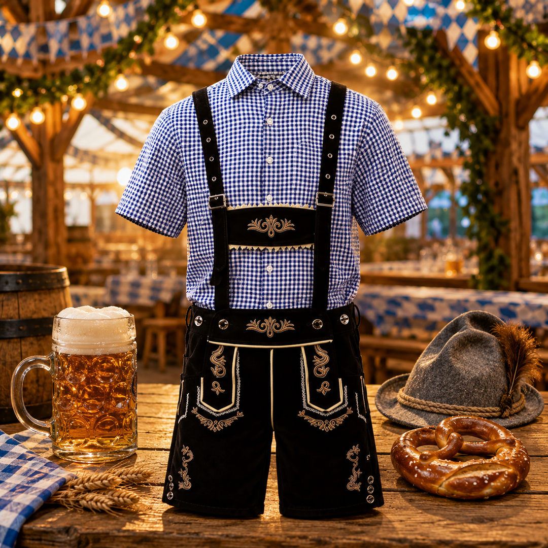 Ludwig | Herren Trachten-Set mit Lederhosen & Karo-Hemd