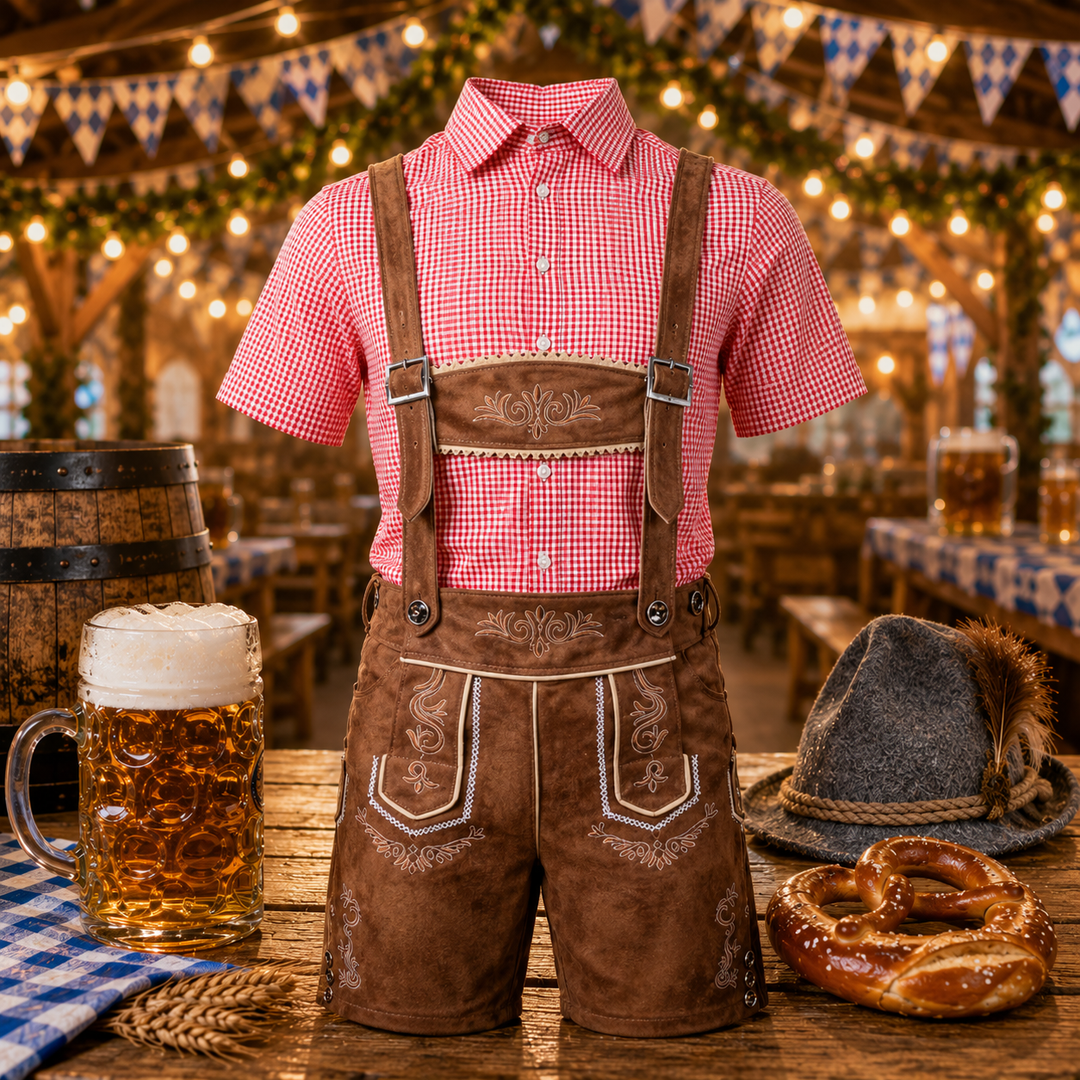 Ludwig | Herren Trachten-Set mit Lederhosen & Karo-Hemd