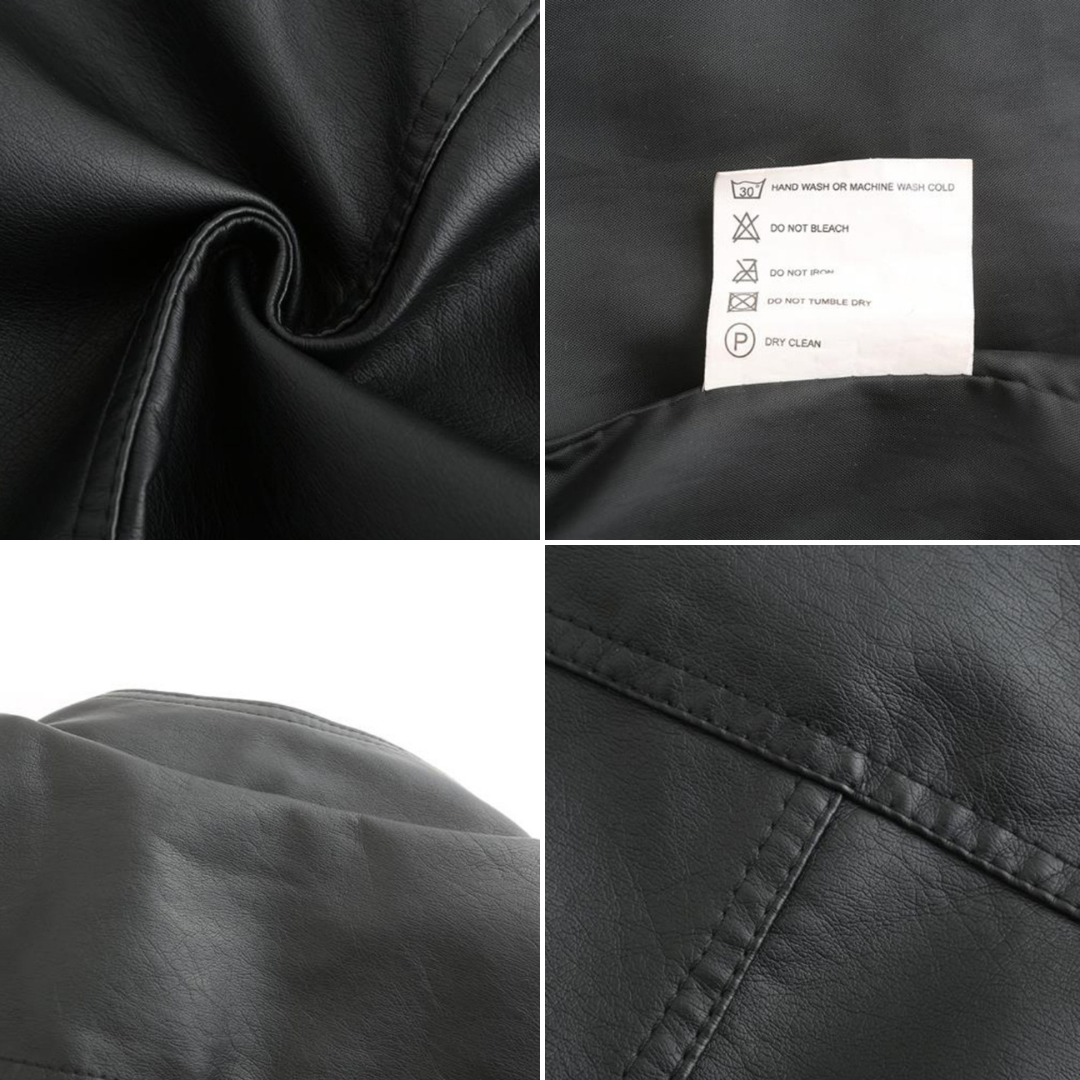 Eva-Berta | Übergangsjacke aus Leder mit Stehkragen und schlankem Schnitt