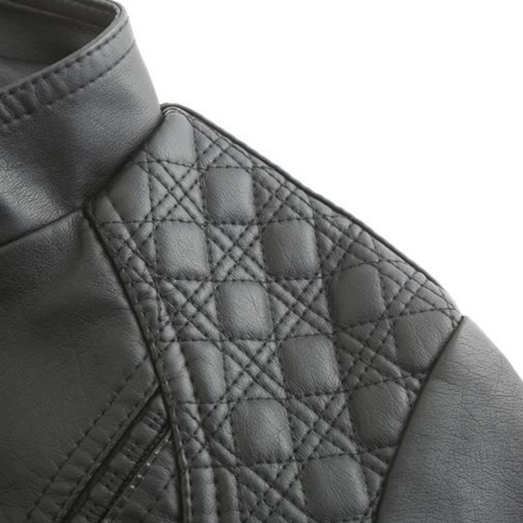 Eva-Berta | Übergangsjacke aus Leder mit Stehkragen und schlankem Schnitt