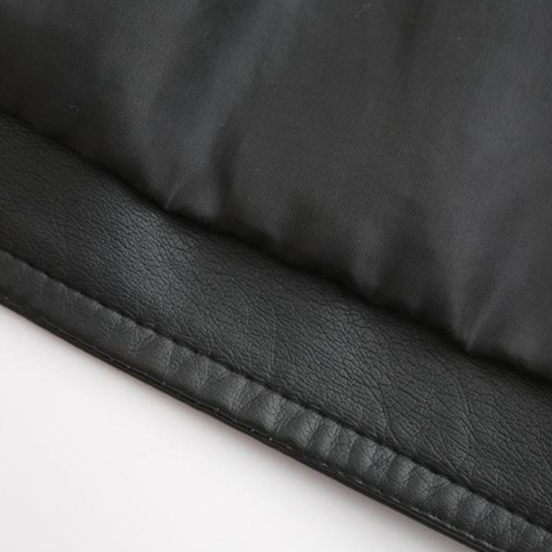 Eva-Berta | Übergangsjacke aus Leder mit Stehkragen und schlankem Schnitt