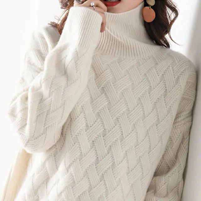 Hanna | Strickpullover mit geometrischem Muster und hohem Kragen