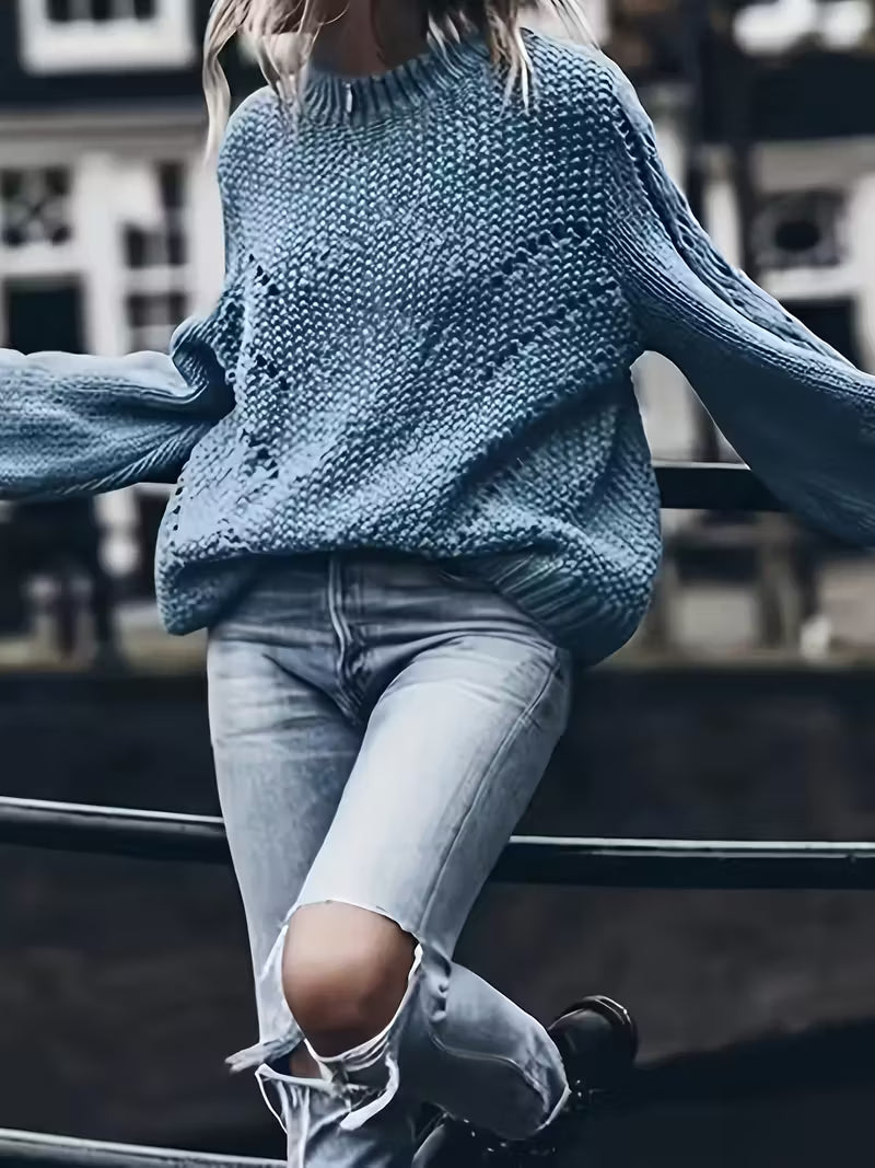 Klara-Marie | Strickpullover mit geometrischem Muster und Rundhalsausschnitt