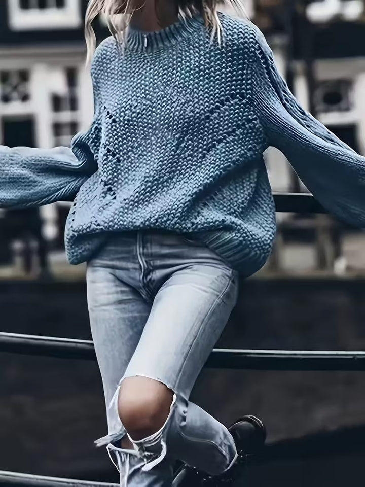 Klara-Marie | Strickpullover mit geometrischem Muster und Rundhalsausschnitt