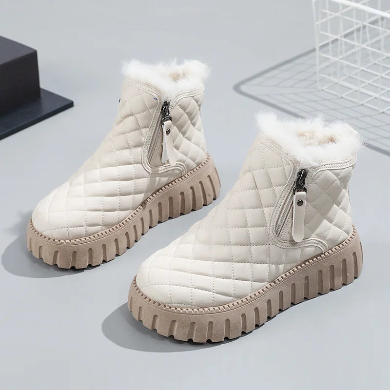 Franziska | Gefütterte Stiefel mit Reißverschluss und wattiertem Design