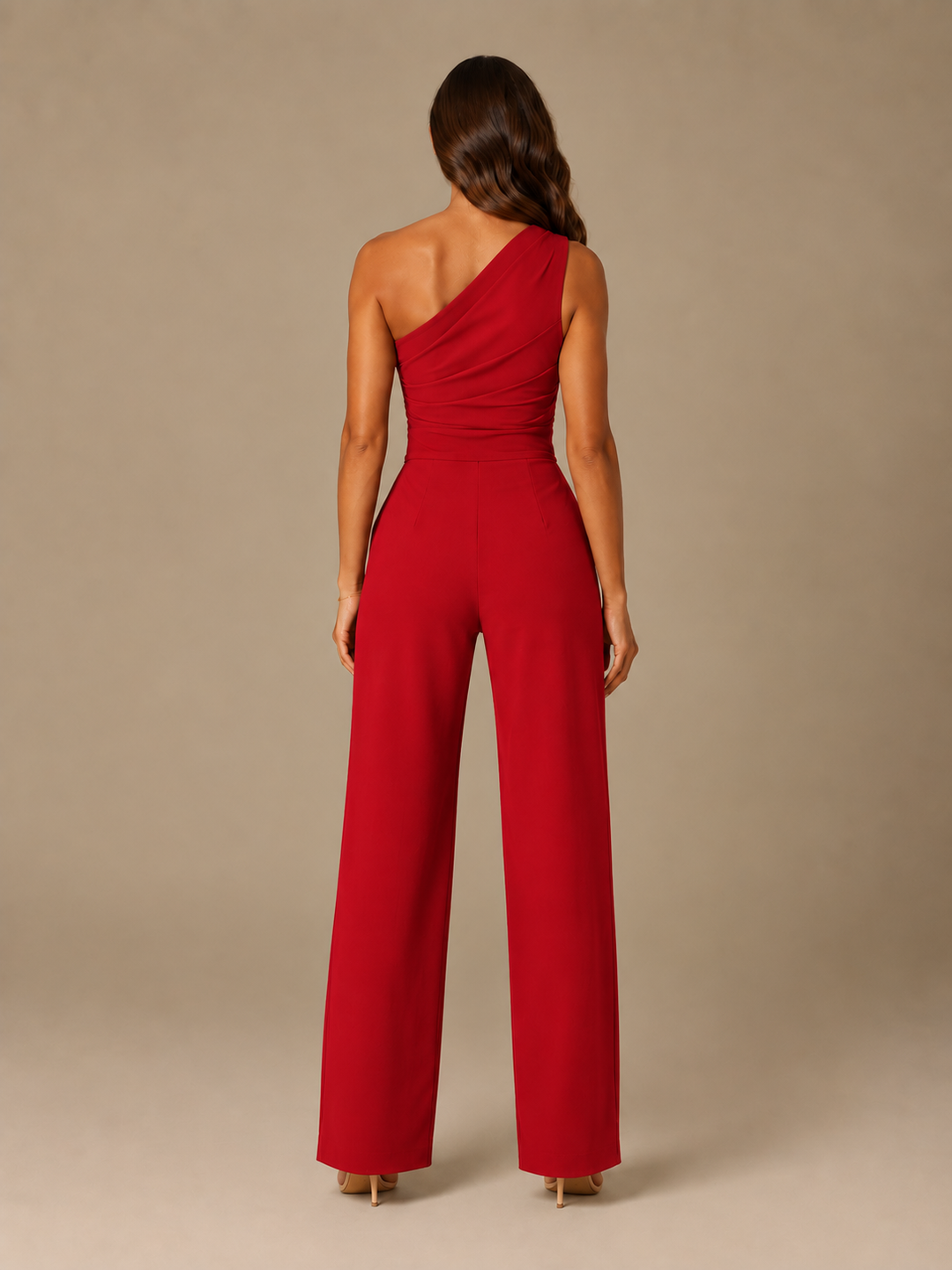 Tabea | One-Shoulder-Jumpsuit mit Bindegürtel und weitem Bein