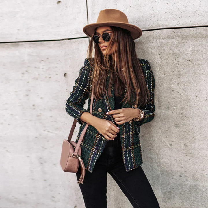 Juliane | Elegante Tweed-Jacke mit Karomuster