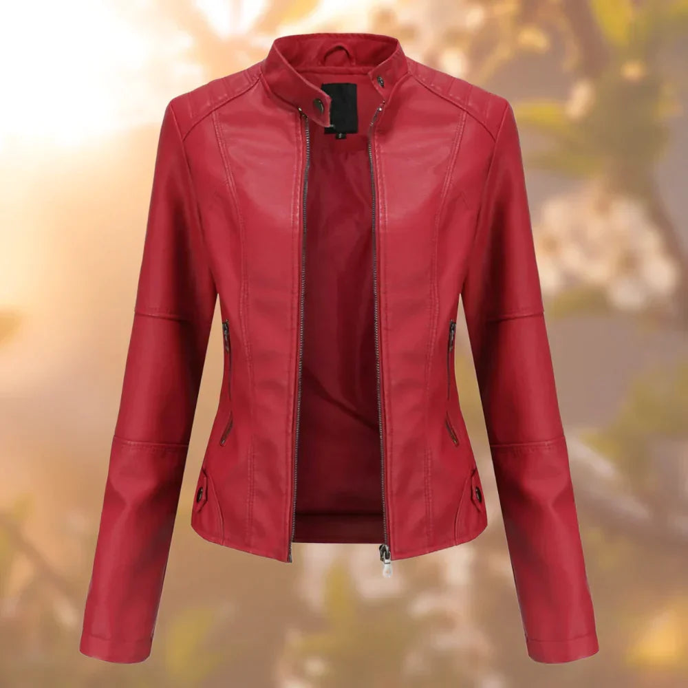 Sigrun | Lederjacke mit Stehkragen und praktischen Taschen