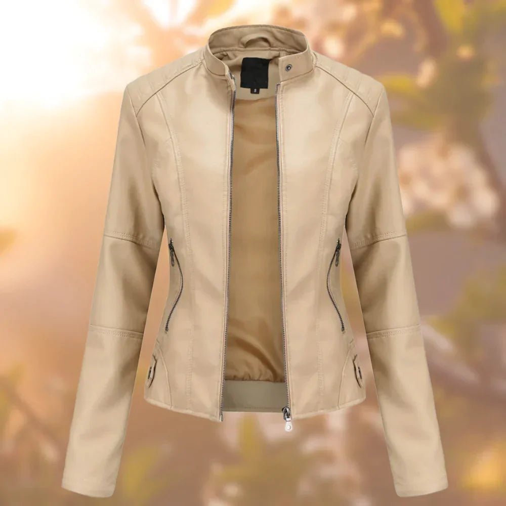 Sigrun | Lederjacke mit Stehkragen und praktischen Taschen