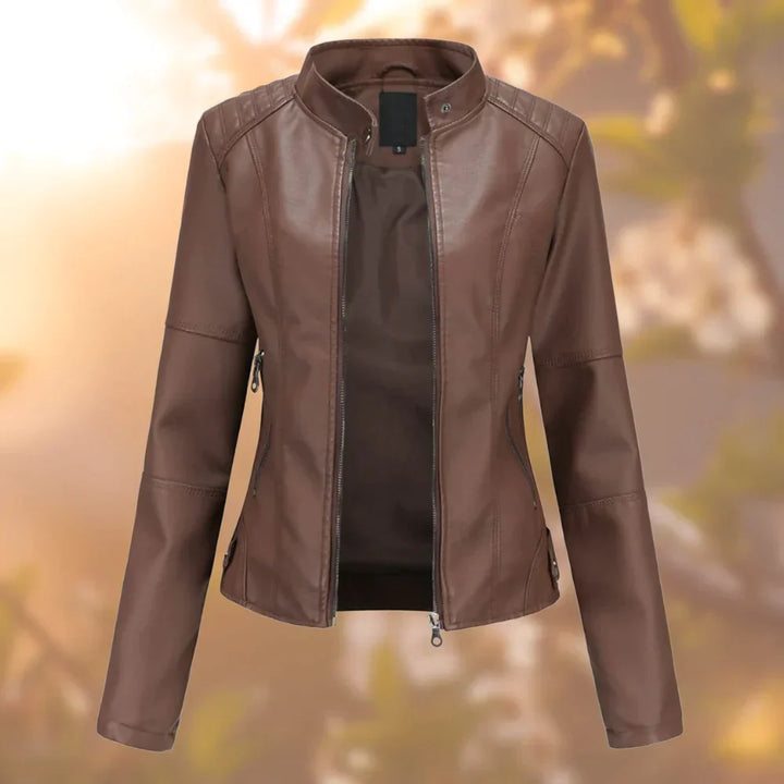 Sigrun | Lederjacke mit Stehkragen und praktischen Taschen
