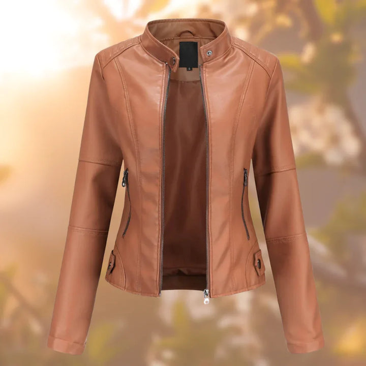 Sigrun | Lederjacke mit Stehkragen und praktischen Taschen