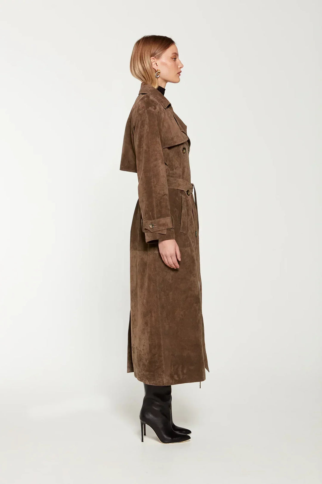 Lise-Luise | Eleganter langer Wildleder-Trenchcoat