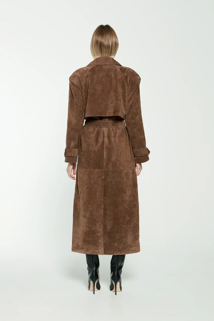 Lise-Luise | Eleganter langer Wildleder-Trenchcoat