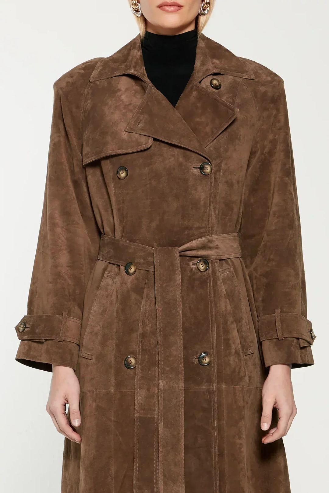 Lise-Luise | Eleganter langer Wildleder-Trenchcoat