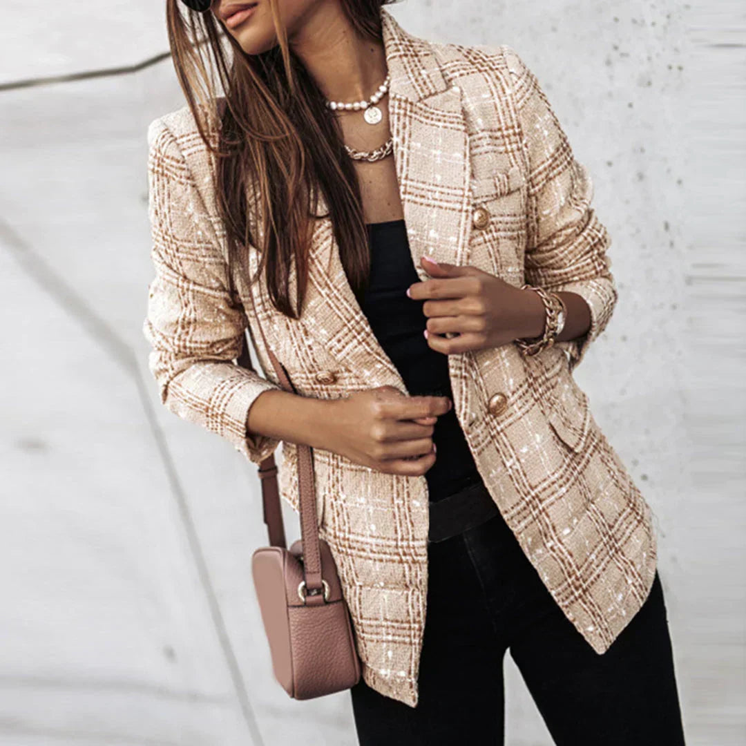Juliane | Elegante Tweed-Jacke mit Karomuster