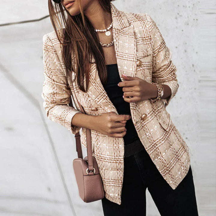Juliane | Elegante Tweed-Jacke mit Karomuster