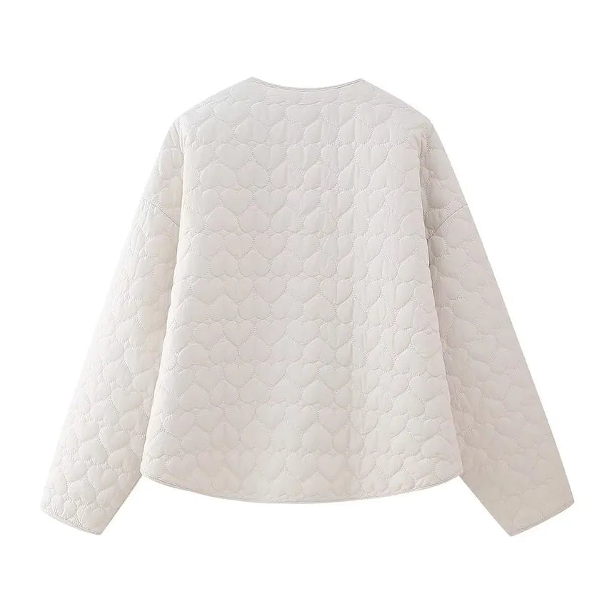 Ottilie | Winterjacke mit gestepptem Herzmuster und praktischen Taschen