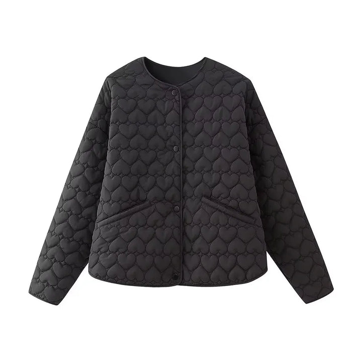 Ottilie | Winterjacke mit gestepptem Herzmuster und praktischen Taschen