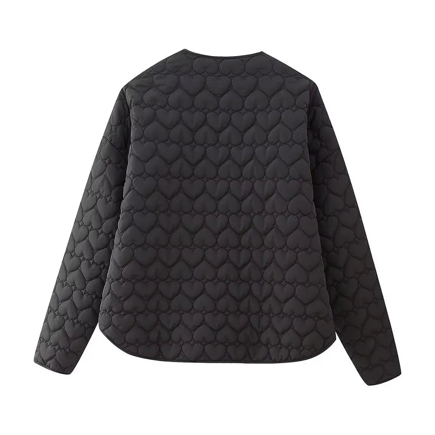 Ottilie | Winterjacke mit gestepptem Herzmuster und praktischen Taschen