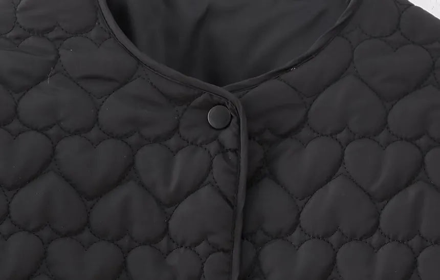 Ottilie | Winterjacke mit gestepptem Herzmuster und praktischen Taschen
