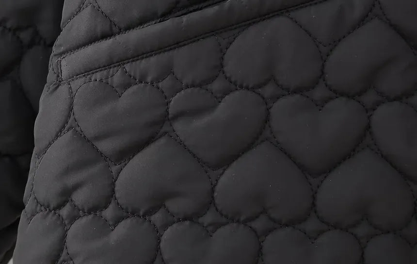 Ottilie | Winterjacke mit gestepptem Herzmuster und praktischen Taschen