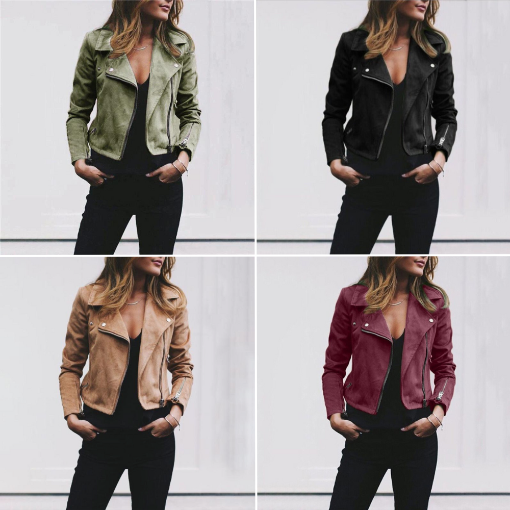 Grete-Berta | Bikerjacke mit Reißverschlusstaschen und Metallakzenten