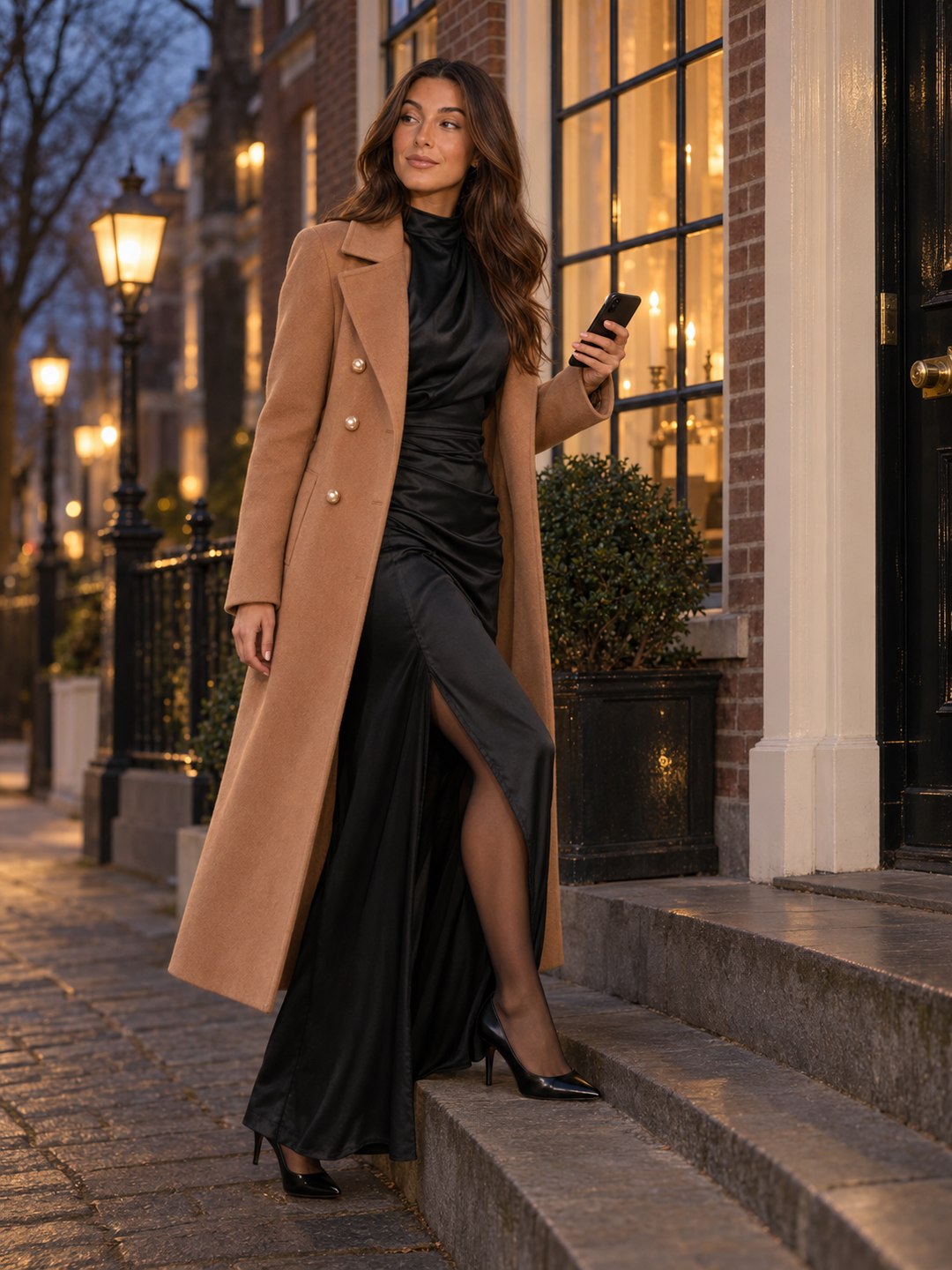 Marie-Hilde | Neckholder-Abendkleid in Satin-Optik mit offenem Rücken
