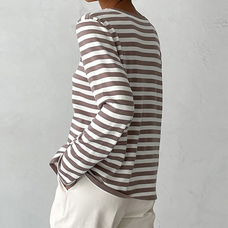 Fiona | Elegantes Langarmshirt mit Streifen (1 kaufen, 1 GRATIS dazu)