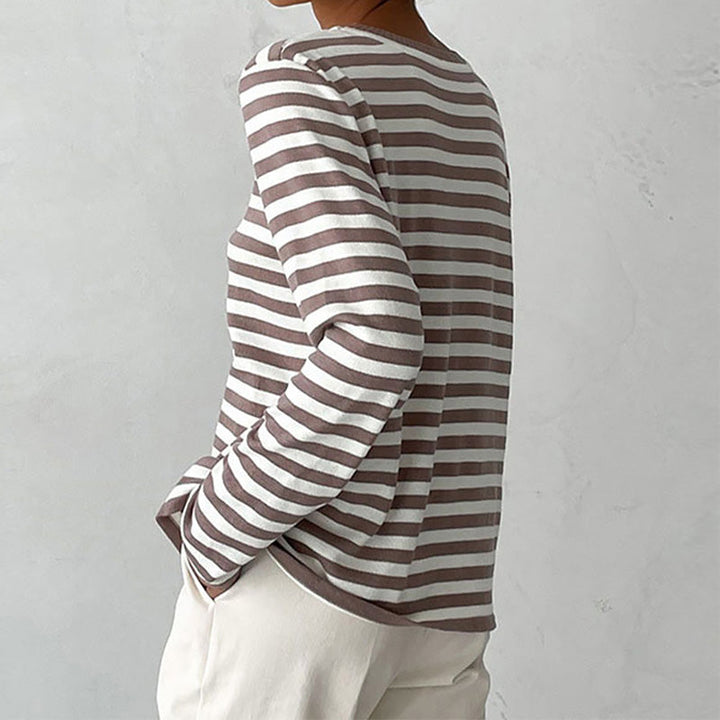 Fiona | Elegantes Langarmshirt mit Streifen (1 kaufen, 1 GRATIS dazu)