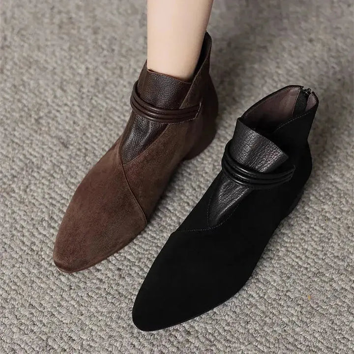 Berthild | Stiefeletten in Veloursoptik mit Innenreißverschluss