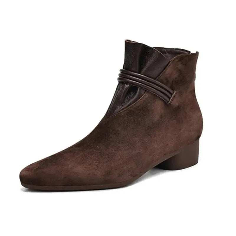 Berthild | Stiefeletten in Veloursoptik mit Innenreißverschluss